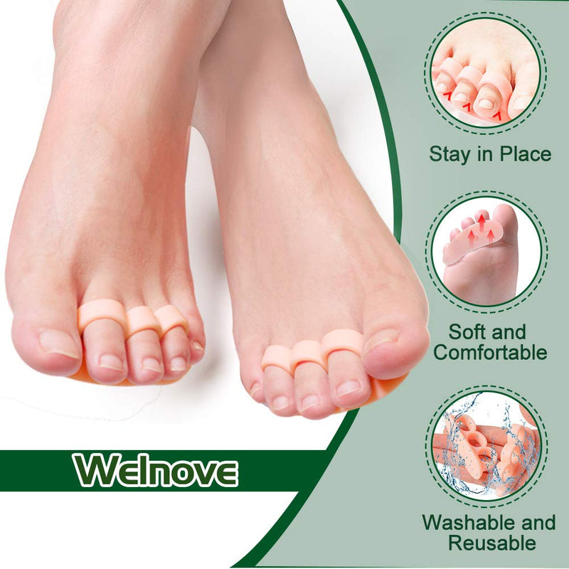 Welnove Hammer Toe Crests Pads 10 PCS Gel Toe Straightener Cushion Support (3 Loops Beige) Pain Relief for Hammer Toe, Overlapping Toes, Curled Toe 3 Toe Loop *10 - NewNest Australia