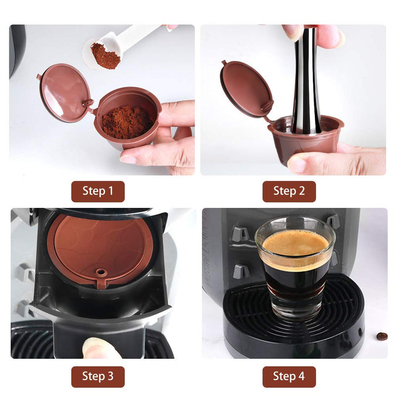 Reusable Coffee Capsule Cup for Dolce Gusto Refillable Coffee Pod Mini Filter for Universal Coffee Machine(3Pcs with Brush and Spoon) - NewNest Australia