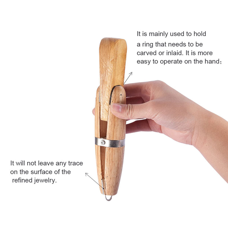 PH PandaHall 2 Pack Wooden Ring Clamp, Jewelers Holder Benchwork Hand Tool for Polishing Repairing Rings Vice With Wedge Lock Wedge Leather Jaws Hand Tool Stone Setting Engraving Jewelry Making Tool - NewNest Australia