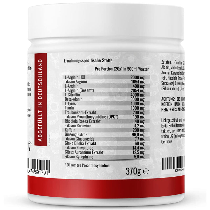 FIRST BLOOD Pre Workout Fitness Booster with L-Arginine + Citrulline + Beta Alanine + Caffeine 370g starter booster iced tea peach flavor FIST BLOOD - ICE TEA PEACH SOUR - NewNest Australia