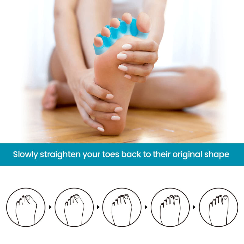 Sumiwish Toe Separators, 4 Pair (Blue and Clear) Soft Gel Toe Spacers to Correct Bunions, Toe Stretcher for Therapeutic Relief from Plantar Fasciitis, Hammer Toes, Claw Toes - NewNest Australia