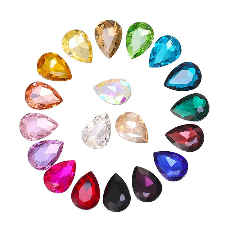 Jyukan DIY Teardrop Crystal AB Resin Rhinestone Pointback Glass Faceted Jewelry Making Craft (50Pcs) Black - NewNest Australia