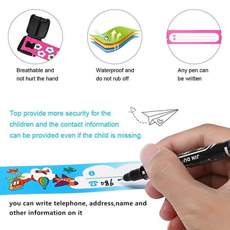 12 pcs Child Safety ID Wristband,ID Safety Wristbands Infobands Bracelets for Kids Child Travel Event Field Trip,Waterproof Kids Safety Bracelet,Anti Lost ID Wristband,Reusable SOS Bracelet for kids - NewNest Australia