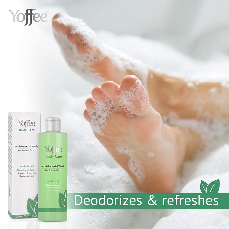 Yoffee Body Care - Antibacterial Wash for Body and Feet - Antifungal with pure Tree Tea Oil and Mint - Eliminates body odour - Relieves itching, irritations and inflammations / 300ml - Made in Spain - NewNest Australia