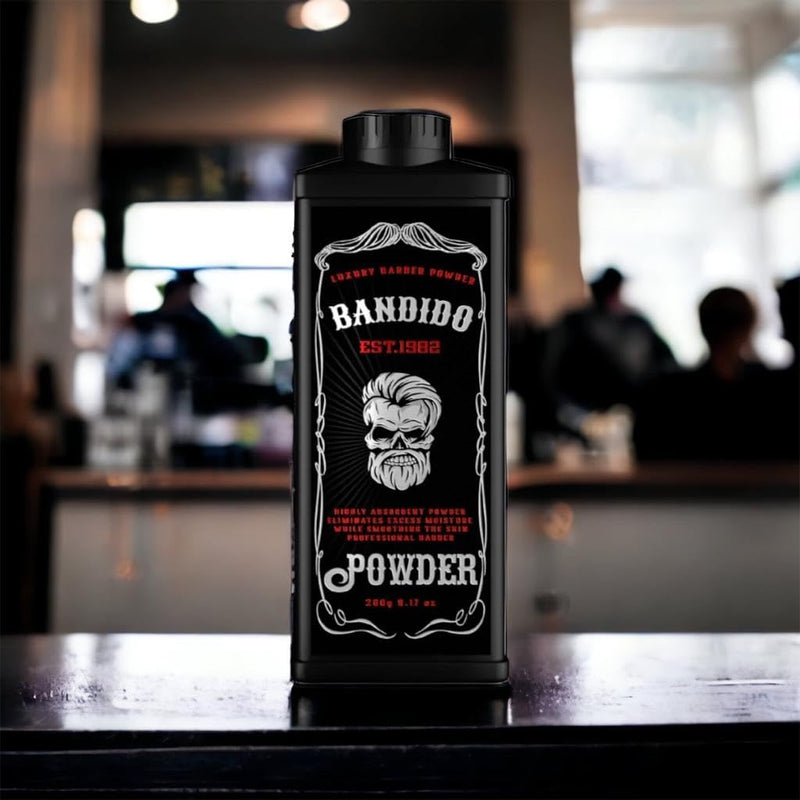 Bandido Barber Talc Powder 260gr | Hairdresser Talcum Powder | Kuaför Talk Pudrasi | Removes body skin irritations and scratches | Men's shaving aftercare | Hairdressing supplies - lockable dispenser - NewNest Australia