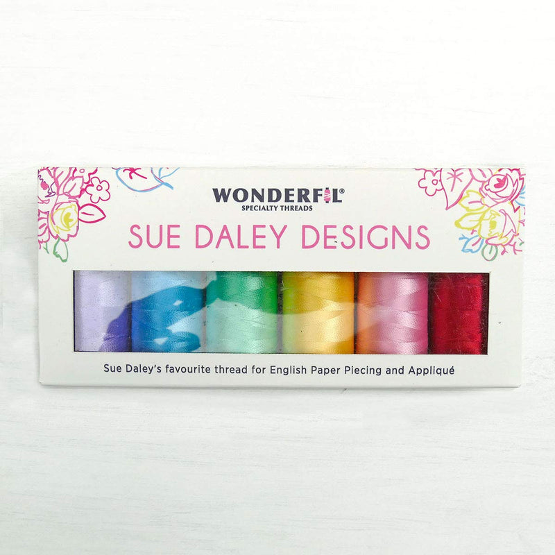 WonderFil Sue Daley Designs Brights Specialty Threads, 6 x 273yd spools 2-Ply 80wt Cottonized Soft Polyester Silk-Like Thread Fine Sewing English Paper Piecing EPP Applique Sewing Stippling Decobob - NewNest Australia