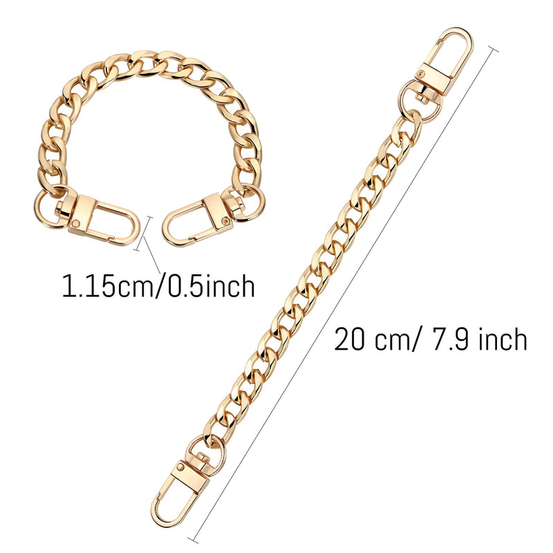 4 Pieces Purse Chain Strap DIY Flat Chain Strap Purse Strap Extender Handle Bag Accessories Charms Decoration for Purse Handbags Shoulder Bag (Gold, 7.9 Inch) Gold - NewNest Australia