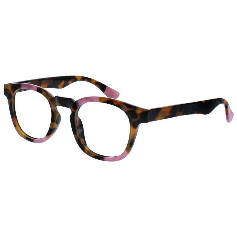 Opulize Ava Womens Ladies Brown Tortoiseshell Pink Super Comfort Fit Reading Glasses Spring Hinges R62-4 +1.00 +1.00 Magnification Brown Tortoiseshell With a Touch of Pink - NewNest Australia