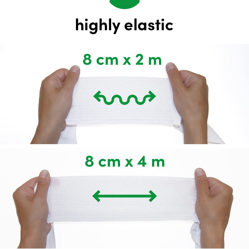 Medrull Pack Of 2 Permanently Elastic Universal Bandages 8 Cm X 4 M Elastic Light Bandage ‚ Universal Bandage With 2 Clips ‚ Stretched, Breathable, Elastic, 2 Pieces Box - NewNest Australia