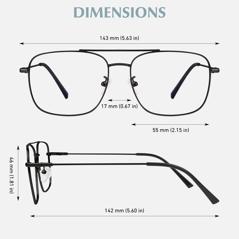 LINVO glasses without prescription for men and women, classic metal frame glasses frame, vintage aviator glasses, fake glasses, black - NewNest Australia