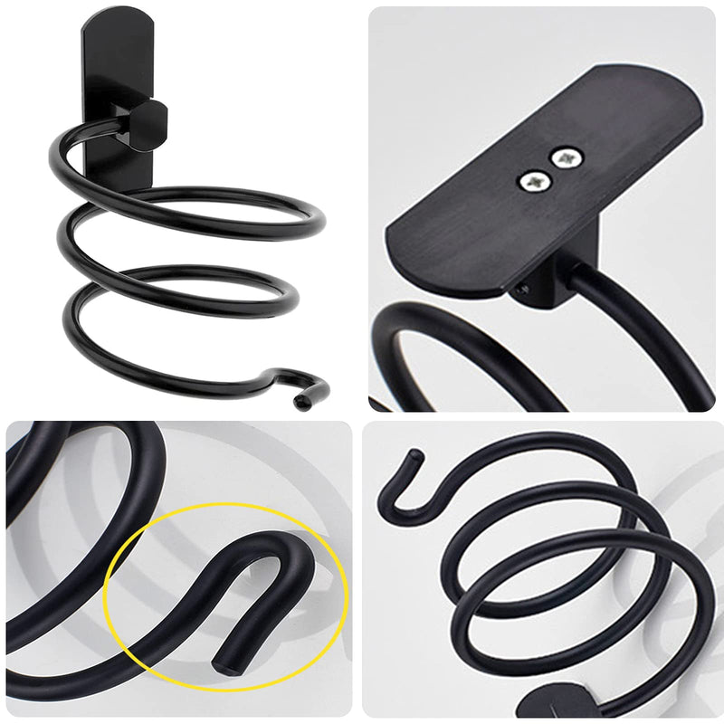 Wall Mounted Spiral Hair Dryer Holder with Hair Straightener Holder Punch-Free Hair Dryer Holders With Cable Tidy bath Wall Mounted Metal Hair Dryer Stand for Hotel, Bathroom, Barbershop (black) - NewNest Australia