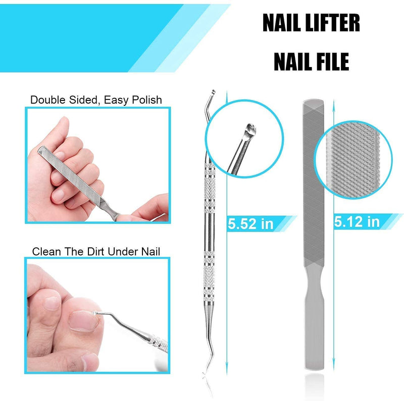 Toenail Clippers Set 7Pcs, Staineless Steel Ingrown Toenail Tool Kit, Professional Toe Nail Nippers Set for Ingrown & Thick Nail, Surgery Grade Manicure Pedicure Tool By OosoFitt Silver - NewNest Australia