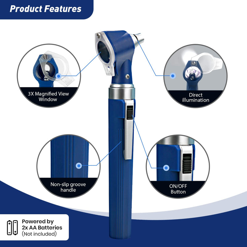 Scian Otoscope Kit - Ear Scope Otoscope With Led Light, 3X Magnification, 4 Speculum Tips Size, Lightweight Diagnostic Ear Care Tool For Children, Adults, Dogs, Home Use (Blue) - NewNest Australia