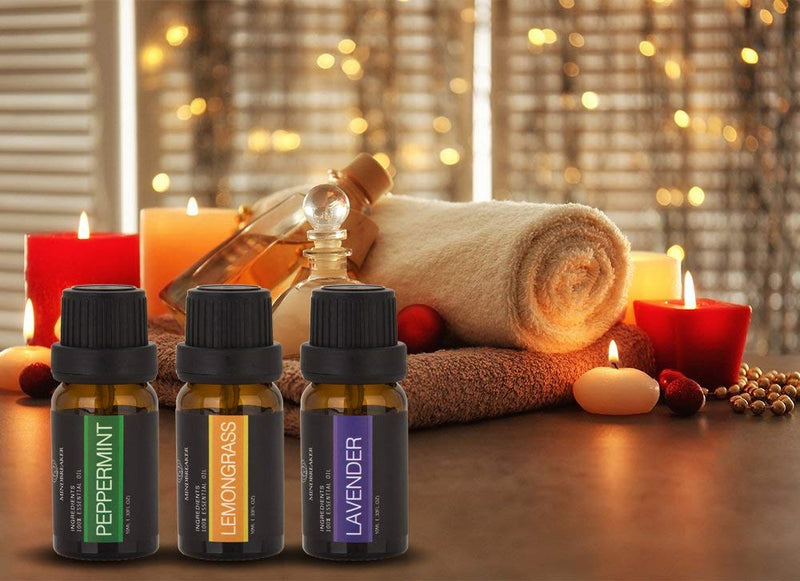 Aromatherapy Essential Oil Set - 6 Bottles Aromatherapy Essential Oil Eucalyptus, Lavender, Tea Tree, Lemongrass, Sweet Orange, Peppermint Oil Works For All Oil Diffusers - NewNest Australia