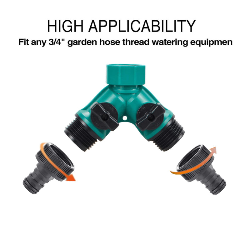 ECOESPTI Garden Hose Splitter, 3/4" 2 Way Plastic Water Hose Splitter, Garden Hose Connector with Faucet Watering Shut Off for Landscaping, Gardening, Flower Planting, Irrigation - NewNest Australia