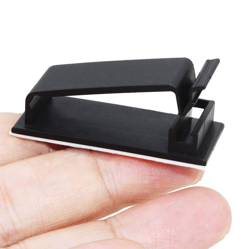 SOULWIT 50Pcs Self Adhesive Cable Management Clips, Cable Organizers Wire Clips Cord Holder for TV PC Ethernet Cable Under Desk Home Office Outdoor (Black) Black - NewNest Australia