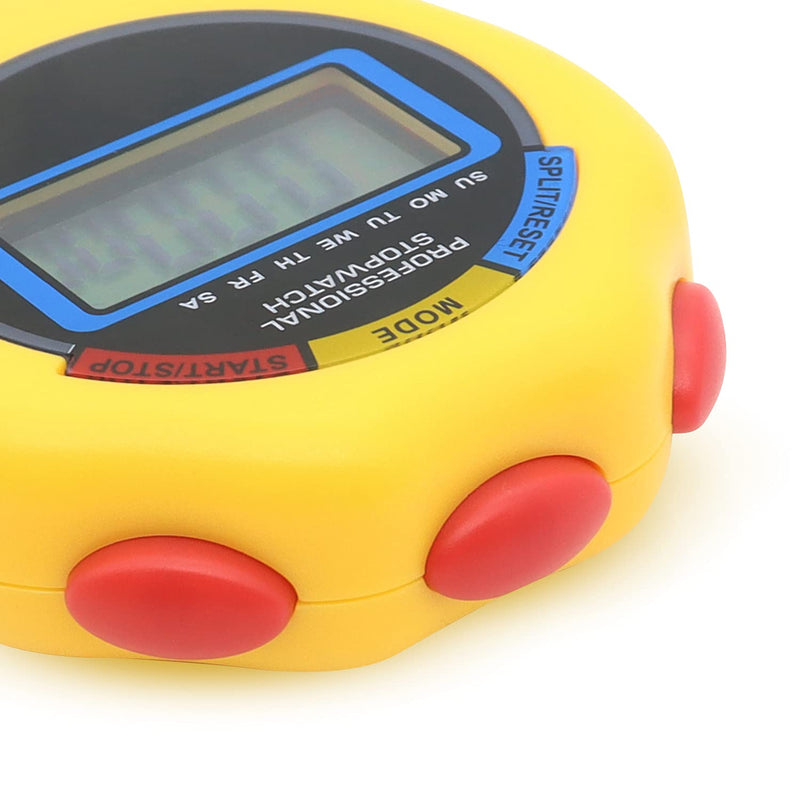 6 Pack Multi-Function Electronic Digital Sport Stopwatch Timer, Large Display with Date Time and Alarm Function,Suitable for Sports Coaches Fitness Coaches and Referees (Yellow) Yellow - NewNest Australia