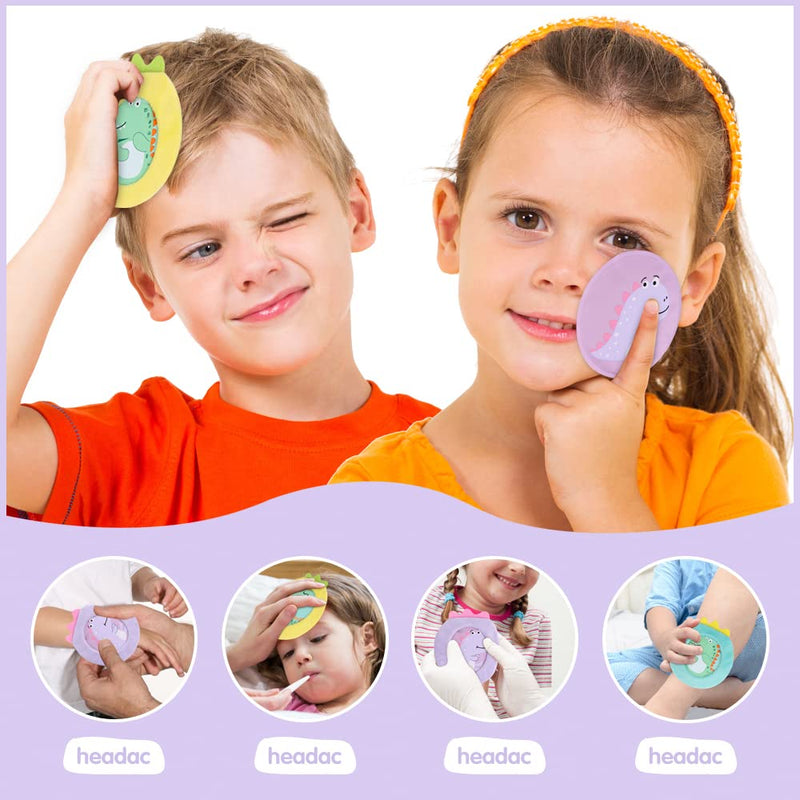 Hilph Kids Ice Pack Cold Compress for Injuries, 3 Nylon Child Ice Pack with Soft Sleeve Soothing Bumps Ice Packs Cool Packs for Pain Relief, First Aid, Headache, Cuts & Insect C-3 Cute Dinosaurs - NewNest Australia