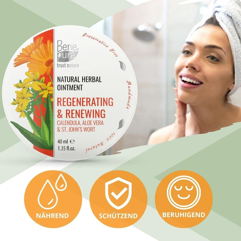 Benepura Marigold Ointment - Natural Wound And Healing Ointment With Aloe Vera - Calendula Wound Ointment Anti-Inflammatory - Scar Ointment And Burning - Calendula Cream - Scar Cream - 40 Ml - NewNest Australia