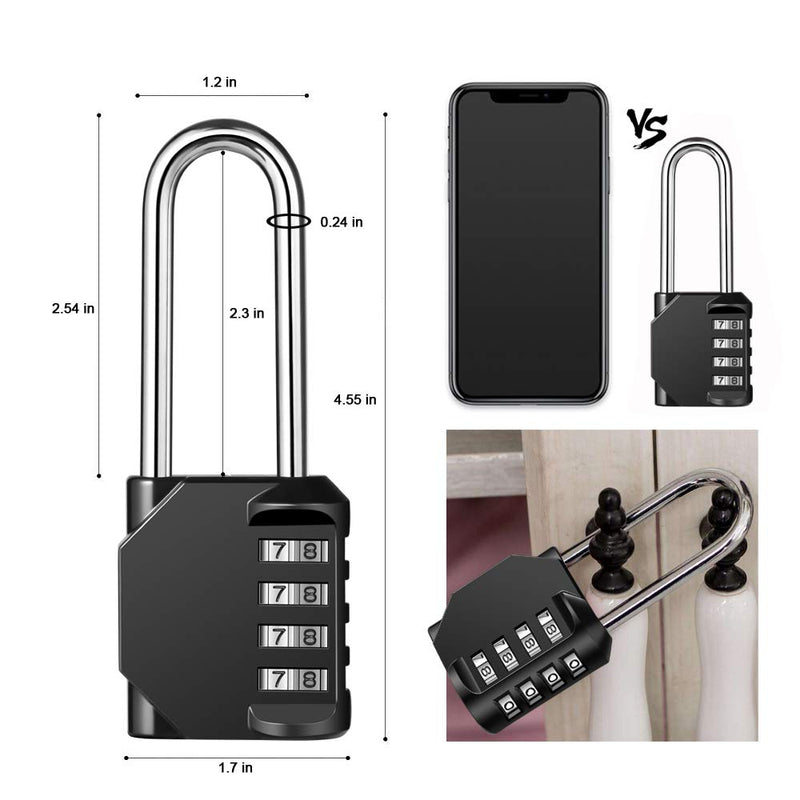 Disecu 4 Digit Combination Lock 2.5 Inch Long Shackle and Outdoor Waterproof Resettable Padlock for Gym Locker, Hasp Cabinet, Gate, Fence, Toolbox (Black, Pack of 2) Black - NewNest Australia