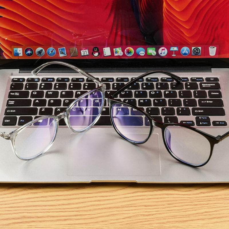 Aomig Blue Light Blocking Glasses, 2PC Blue Light Filter Glasses Gaming, Reading Glasses Visual Aid Eye Optics Glasses, Screen Glasses Unisex Protects the Eyes and Relieves Fatigue (Black/Grey) Black/Grey - NewNest Australia