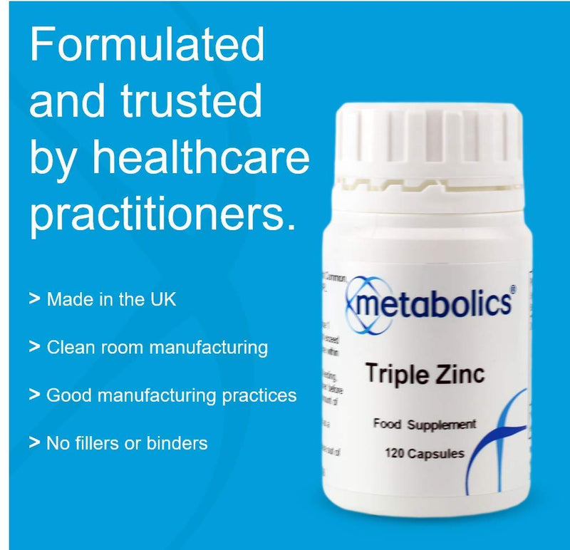 Triple Zinc Complex by Metabolics | Supporting A Healthy Immune System | Zinc Supplement Containing Zinc Picolinate, Zinc Citrate & Zinc Sulfate | 26.5mg Per Capsule — Additive Free - NewNest Australia