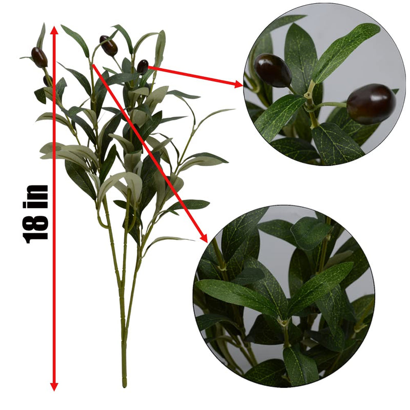 5 Pcs Artificial Greenery Olive Branches for Vases Faux Olive Branches Greenery Stems Fake Olive Branch Green Plants Bushes (17.7 inch/Each) 5 17.7 - NewNest Australia