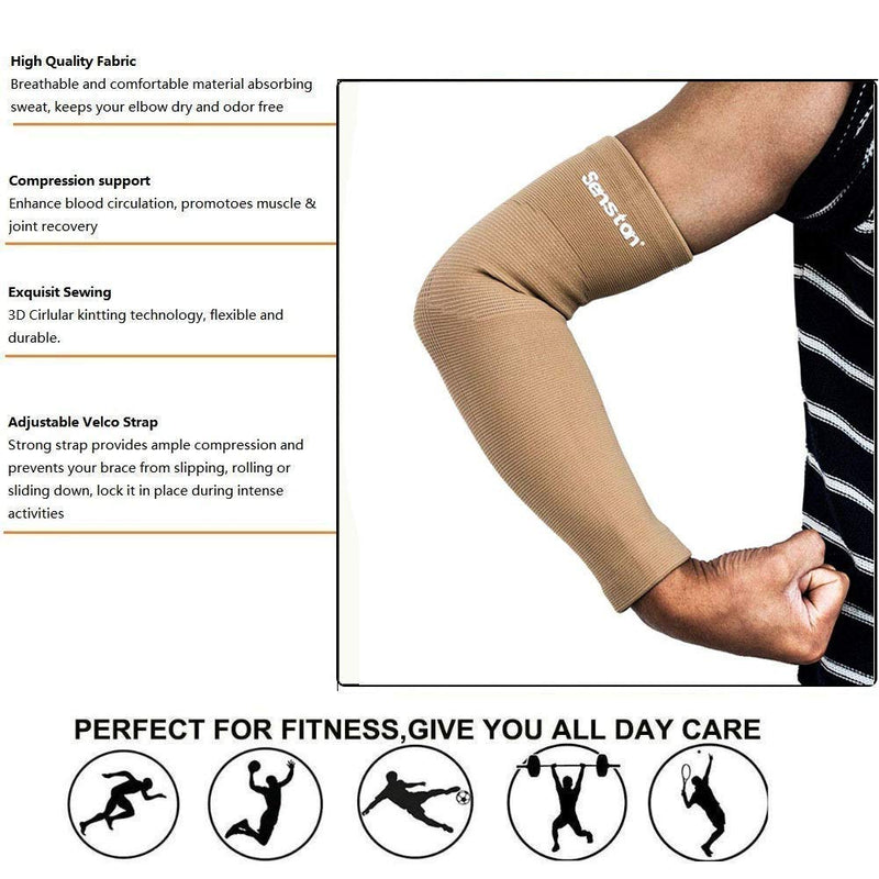 Senston Arm Support - Compression Arm Sleeve for Tendonitis and Arthritis - All Sports for Men/Women/Youth Compression, Breathable, Sweat Absorbent S Beige - NewNest Australia