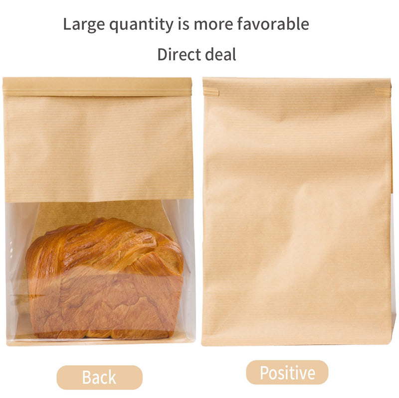 Bakery Bags with Window Kraft Paper Bags Tin Tie Tab Lock Bags Brown Window Bags Cookie Bags Coffee Bags Toast Bags Chcolates and Candies Bags Dry Fruits Bags 25Pcs (8.6''L4.1''W11.2''H) - NewNest Australia