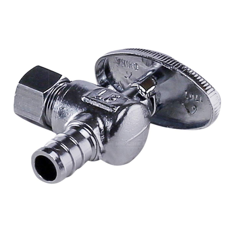 MIDLINE VALVE 81512QS-OM Water Supply Stop Valve with Quarter Turn Wheel; Lead Free; Angle Shut-off for Toilet, Sink, Dishwasher; 1/2 in. PEX x 3/8 in. O.D. COMP; Chrome Plated Brass - NewNest Australia