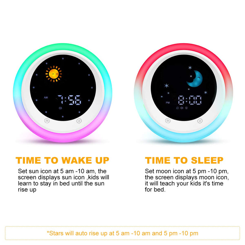 NewNest Australia - I·CODE Time to Wake Alarm Clock for Kids, Children's Sleep Trainer, Kids Wake Up Light, Sleep Sound Machine White 