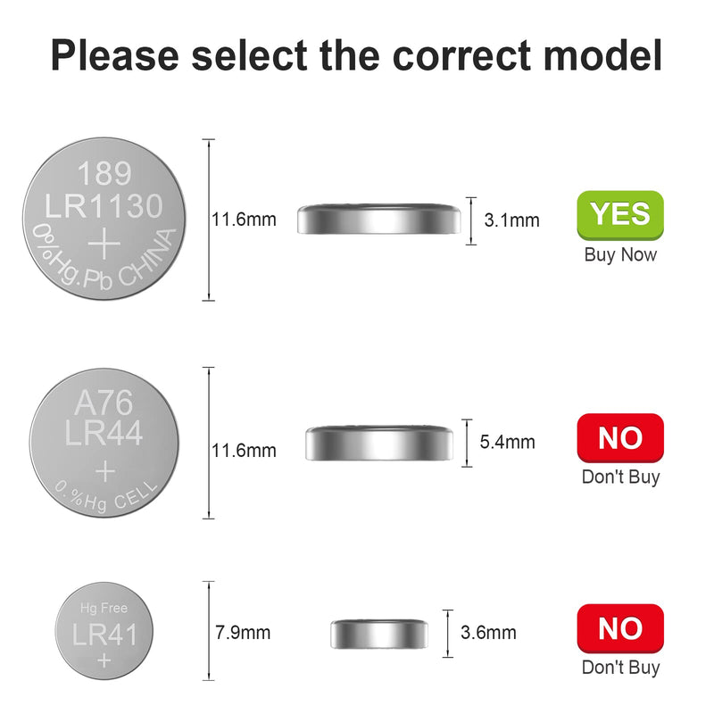POWEROWL High Capacity LR1130 AG10 Batteries 30 Pack, SG10 389 189 Premium Alkaline Battery 1.5V Button Coin Cell Batteries - NewNest Australia