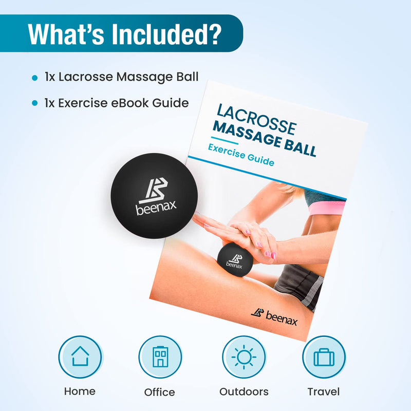 Beenax Lacrosse Massage Ball - Perfect for Trigger Point Therapy, Myofascial Release, Plantar Fasciitis, Deep Tissue, Muscle Relief, Rehab, Physio - Designed to Relieve Stress and Relax Tight Muscle Black - NewNest Australia