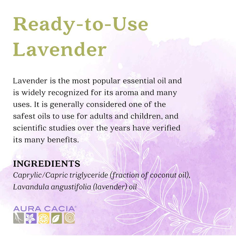 Aura Cacia Ready-to-Use Lavender Essential Oil in Fractionated Coconut Oil | GC/MS Tested for Purity | 4 fl. oz. - NewNest Australia