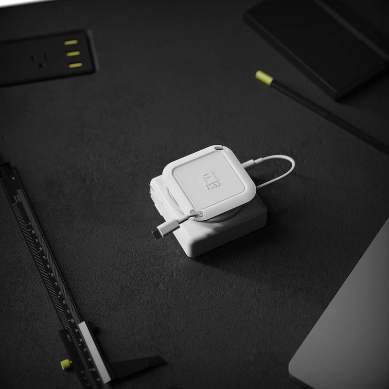Fuse Reel The Side Kick Collapsible Charger Organizer and Travel Accessory Compatible with MacBook and PC Charging Cords and Adapter Cable Management White - NewNest Australia