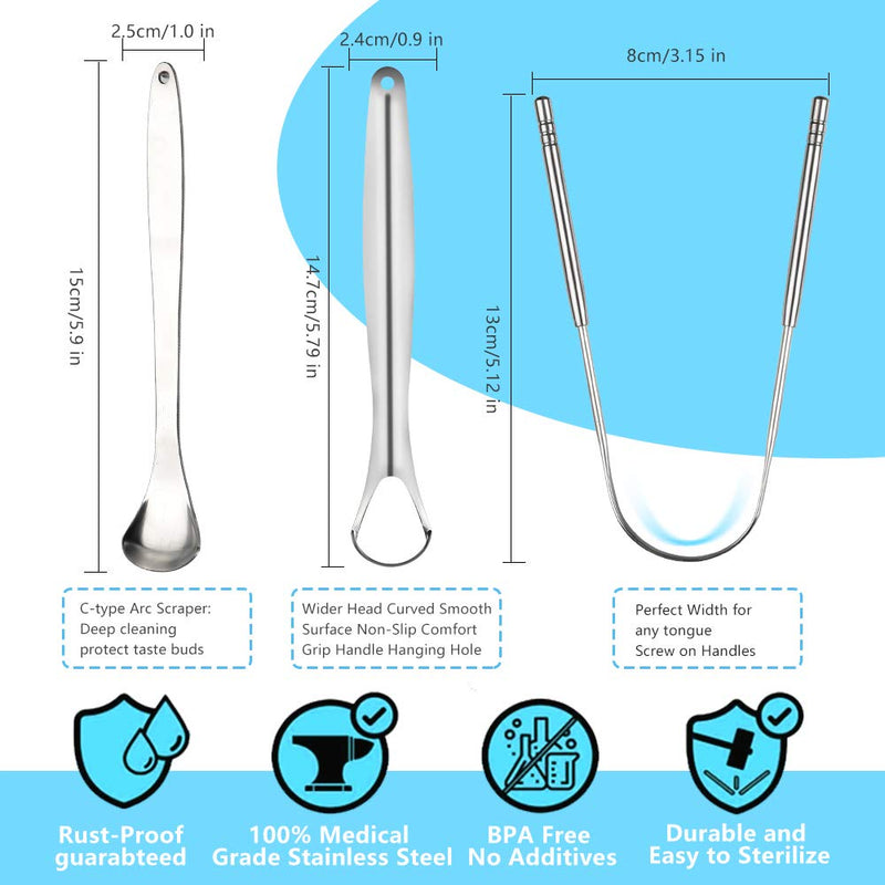 Tongue Scraper,Morgles 4Pcs Tongue Scrapers for Adults Kids Medical Grade Metal Tongue Scraper Cleaner with Case Great for Oral Hygiene Reduce Bad Breath - NewNest Australia