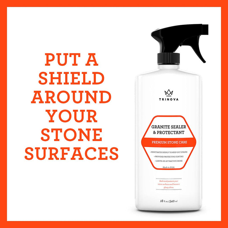 Granite Sealer & Protector – Best Stone Polish, Protectant & Care Product – Easy Maintenance for Clean Countertop Surface, Marble, Tile – No Streaks, Stains, Haze, or Spots - 18 OZ - TriNova 18.26 Fl Oz (Pack of 1) - NewNest Australia