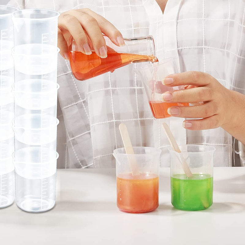50ml/1.7oz Epoxy Mixing Cups, LEOBRO 38PCS Graduated Epoxy Resin Cups, Resin Mixing Cups, Beaker, Pouring Cup, Plastic Measuring Cup for Resin, Epoxy, Acrylic Paint, with 40 PCS Wood Craft Sticks - NewNest Australia