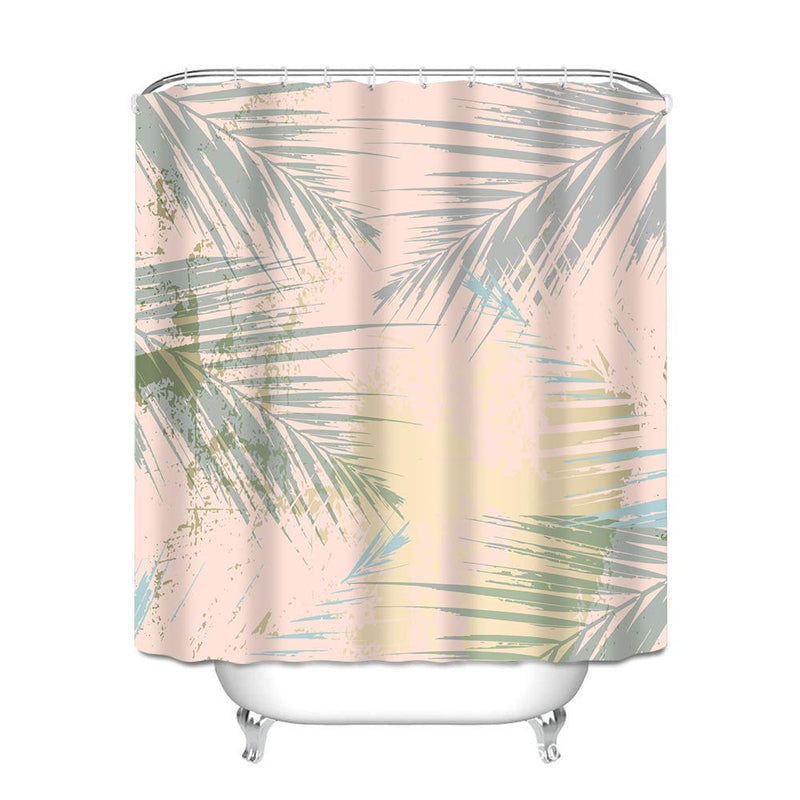 AO BLARE Leaves Shower Curtain Sunset Green Tropic Palm Leaves Thicken Aggravated 150G Waterproof Polyester Fabric Bathroom Shower Curtain with Hooks 72 X 72 Inches - NewNest Australia