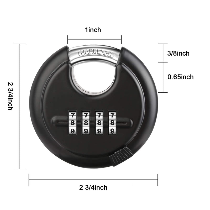Combination Disc Padlocks for Outdoor - Heavy Duty 4 Digit Code Lock, Combo Discus Lock for Storage Unit,Gate,Fence,Trailer,1PCS,Black Black-1Pcs - NewNest Australia