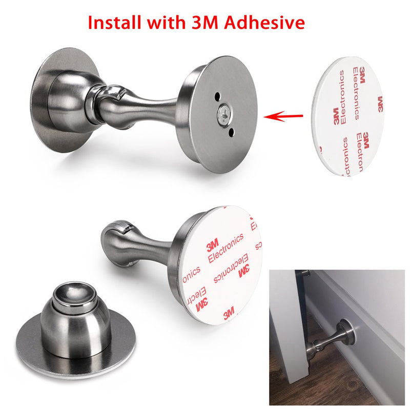 Sumnacon Magnetic Door Stopper, Heavy Duty Stainless Steel Door Stop Holder Come with 4 Pcs 3M Double-Sided Adhesive Tape & Hardware Screws,Install with Adhesive Tape Or Screws On Floor Wall (Silver) Silver - NewNest Australia