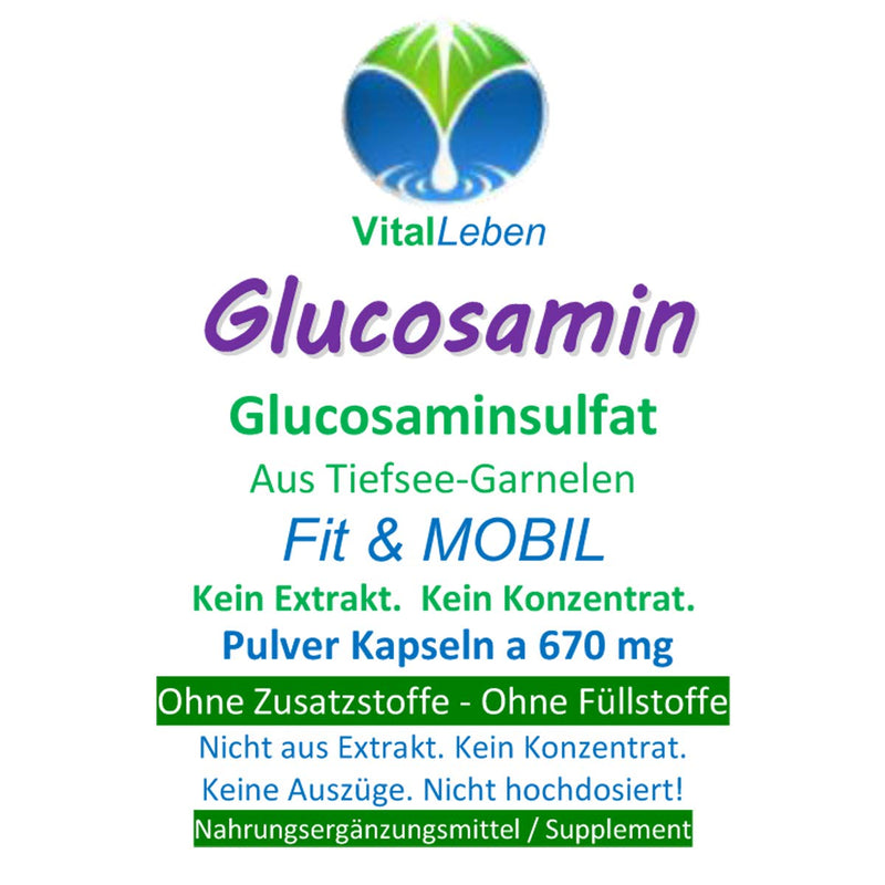 Fit & MOBIL GLUCOSAMINE Glucosamine sulfate - 180 powder capsules - HIGHLY EFFECTIVE from deep sea crabs - No tablets - No concentrate - Not in high doses - Without ADDITIVES. 26500-180 - NewNest Australia