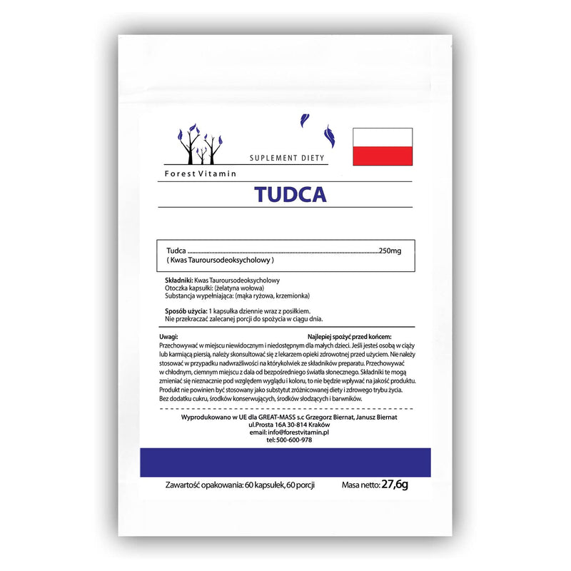 TUDCA - Forest Vitamin TUDCA 250mg Capsules - Tauroursodeoxycholic Acid - Super Liver Support - Health and Beauty (60) 60 - NewNest Australia