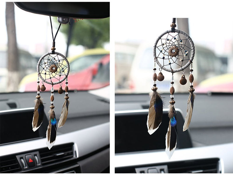 NewNest Australia - YGMONER Dream Catcher Handmade Car Interior Rearview Mirror Dangle (Brown) Brown 