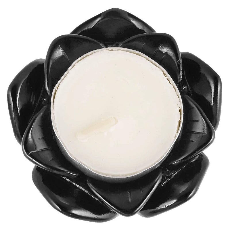 NewNest Australia - SUNYIK Handcarved Stone Lotus Flower Figurine Sculpture, Natural Healing Crystal Ball Stand Decoration, Black Obsidian, 2.4" 2.4 inches 