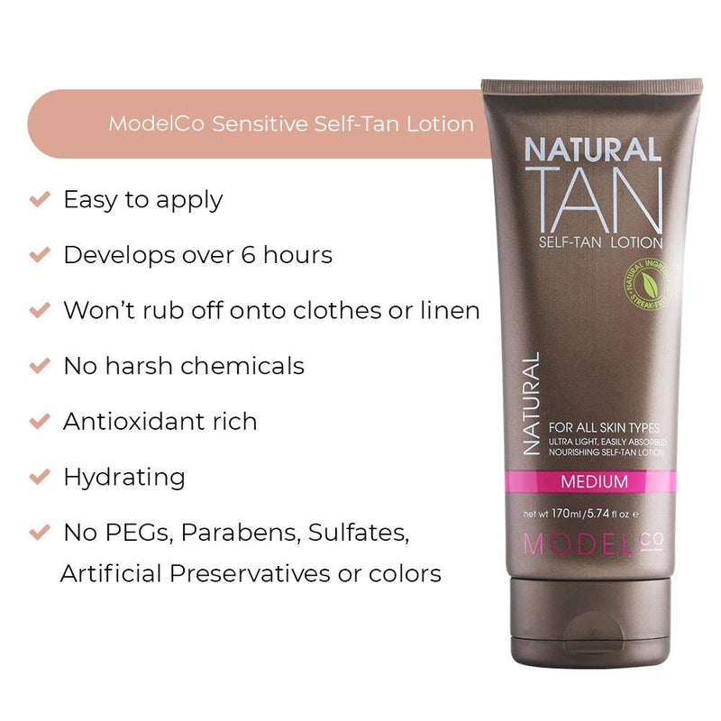 MODELCO Natural Tan Sensitive SelfTan Lotion, free of any fragrances, 170 millilitre - NewNest Australia