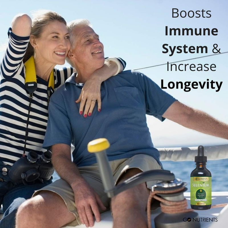 Go Nutrients Selenium 200 mcg Supplement - Yeast Free Liquid Drops - Helps Support Thyroid Health, Fight Free Radicals & Boost Immune System - 1 oz Bottle - NewNest Australia