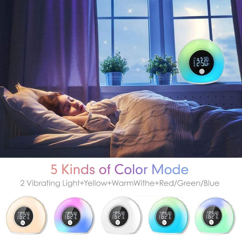 Wake Up Light Alarm Clock - Uplayteck Kids Night Light Alarm Clock with Bluetooth Speaker Dimmable 4 Level Brightness Colorful Light Bedside Lamp Music Player for Kids, Party, Bedroom, Camping - NewNest Australia