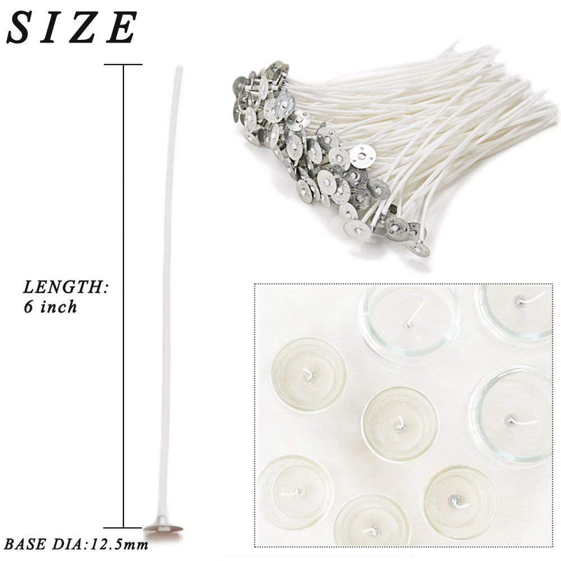 EricX Light 100 Piece Cotton Candle Wick 6" Pre-Waxed for Candle Making,Candle DIY - NewNest Australia
