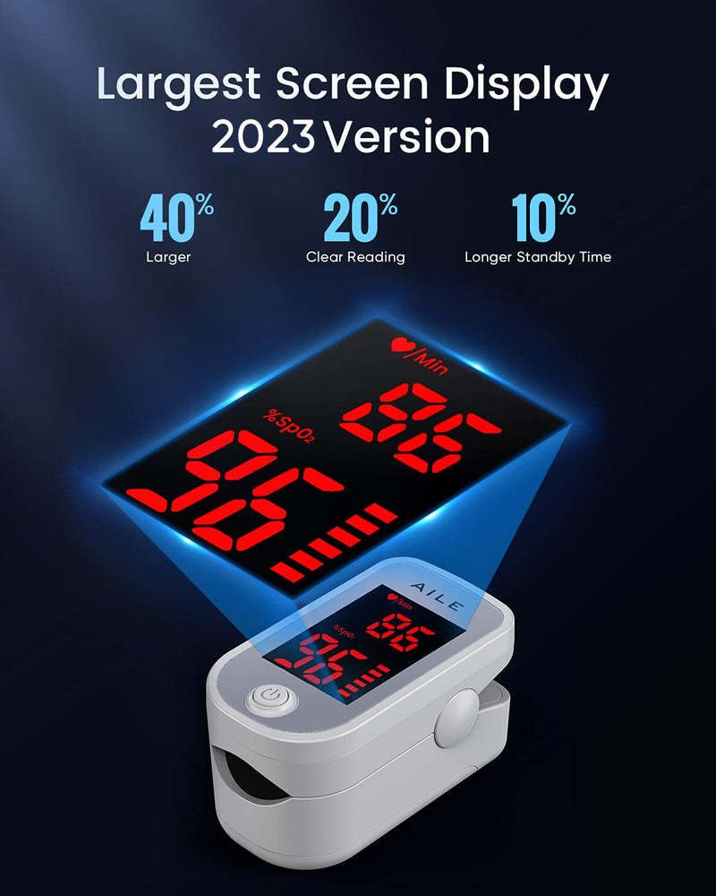 [2023] AILE Pulse Oximeter Oxygen Meter Adults Accurate Fast Easy Larger Red Screen Oxygen Monitor with Lanyard Blood Saturation Monitor -O2 Saturation Meter Pulse-Oximeter - NewNest Australia